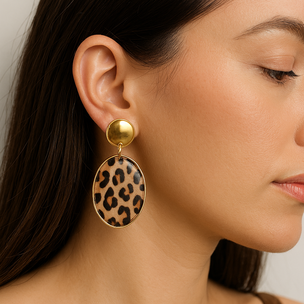 Boucles d’oreilles Léopard & Or – Ovales Chic