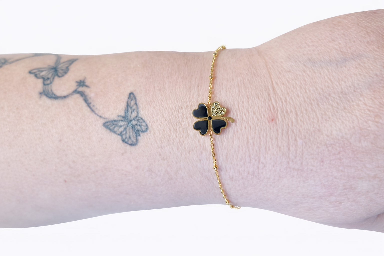 Bracelet trèfle noir & or