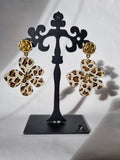 Boucles d’oreilles Fleurs Léopard & Roses Dorées