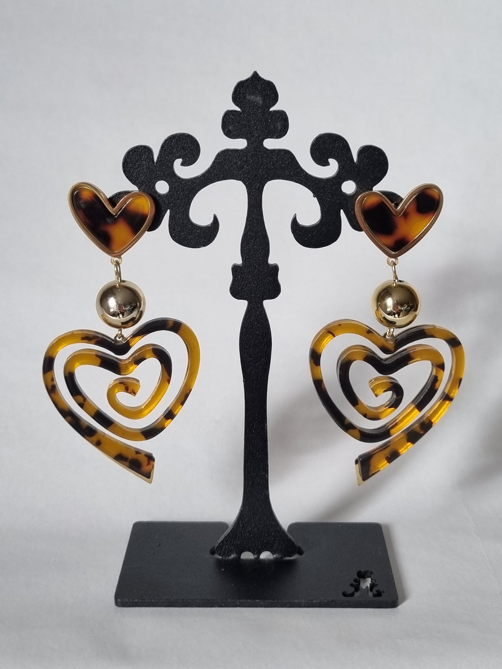 Boucles d’oreilles Cœurs Tortoise & Or
