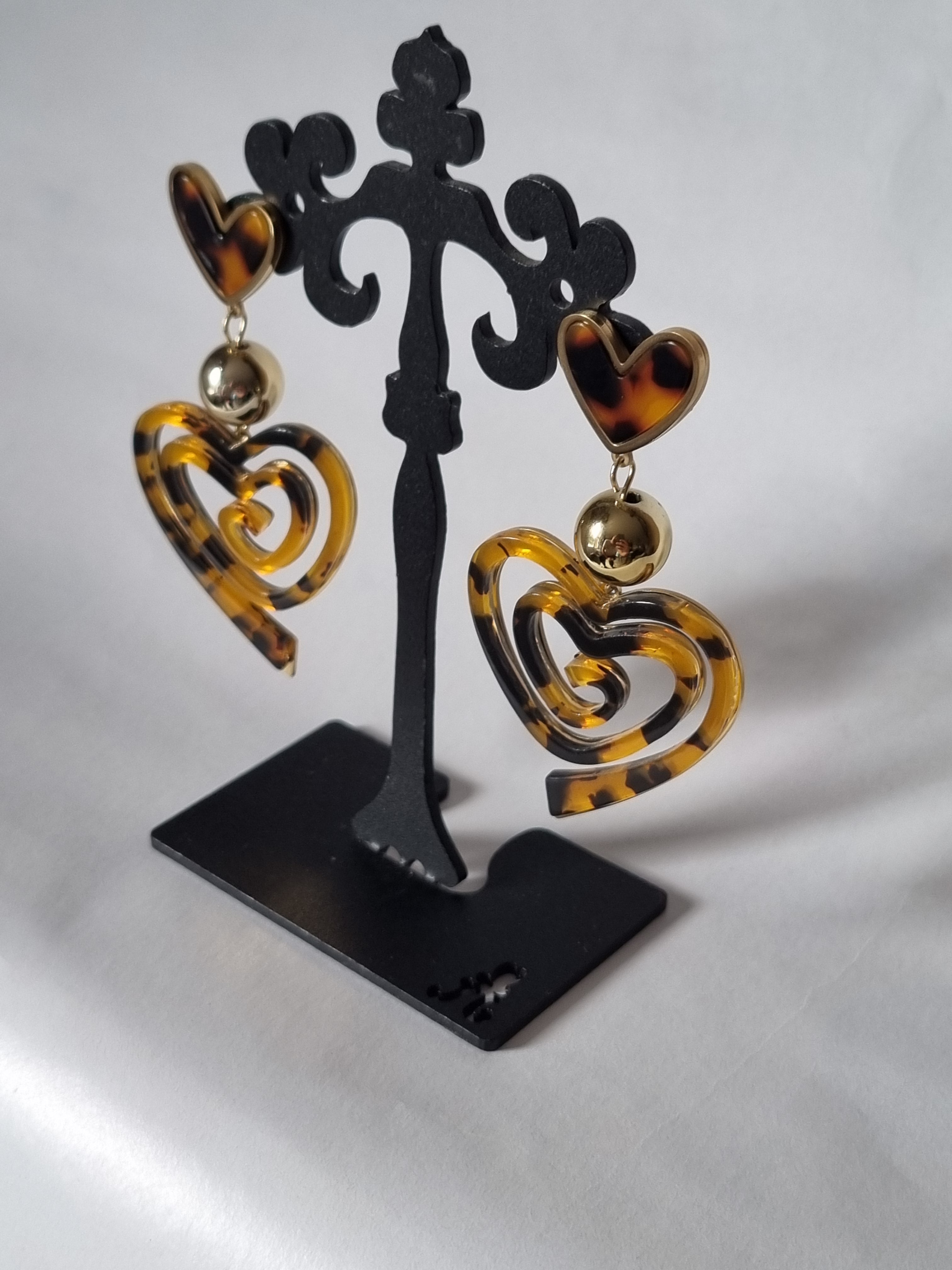 Boucles d’oreilles Cœurs Tortoise & Or