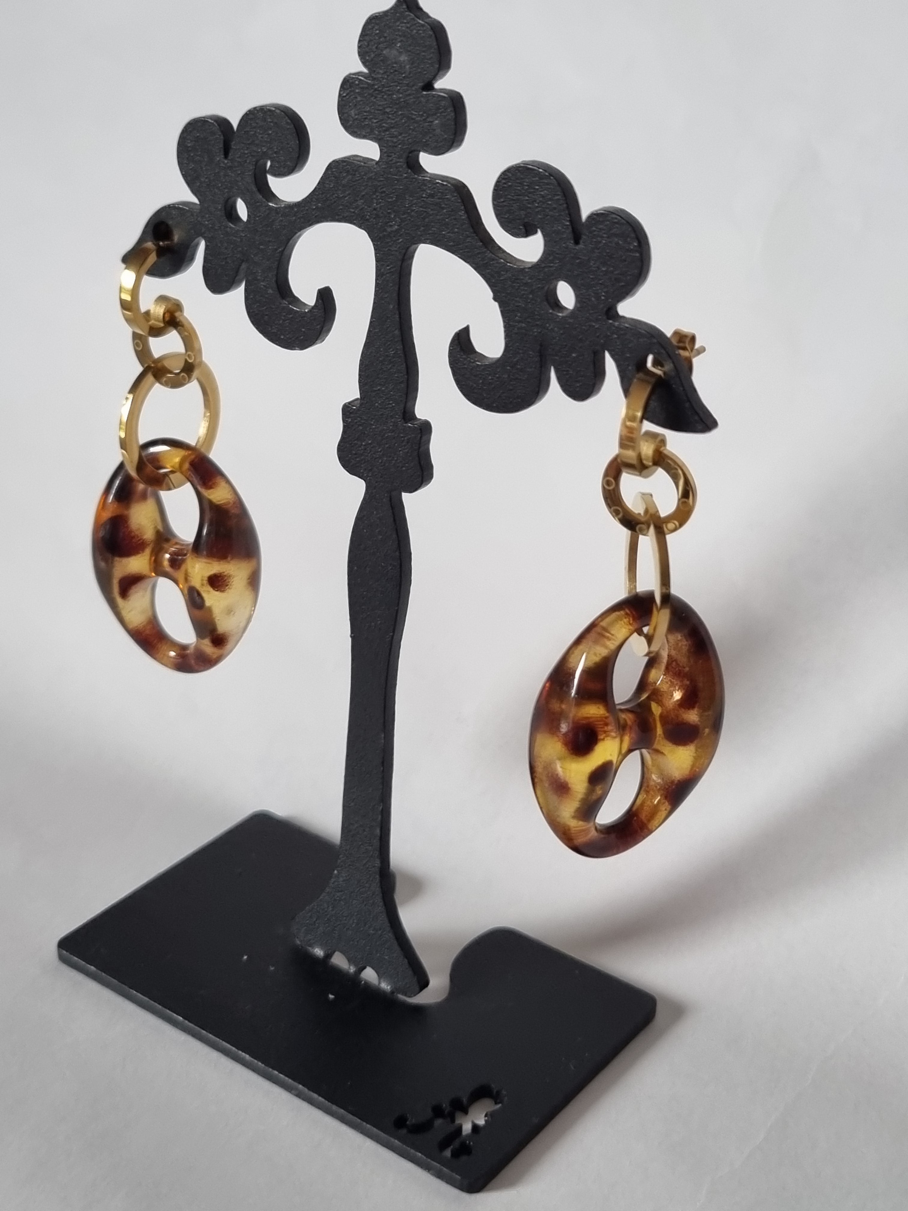 Boucles d’oreilles Maillons Dorés & Ovales Tortoise