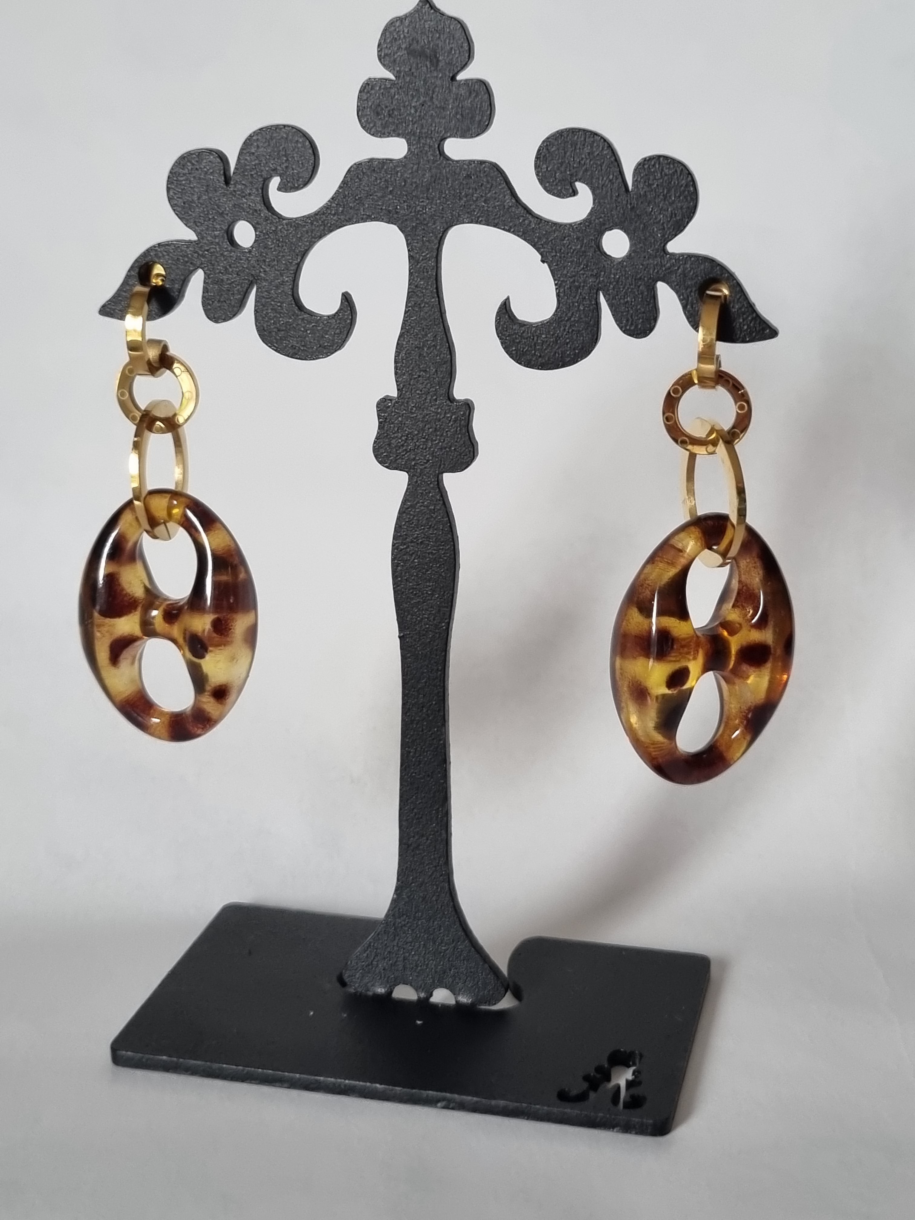 Boucles d’oreilles Maillons Dorés & Ovales Tortoise