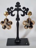 Boucles d’oreilles Fleurs Marbrées & Or Brillant
