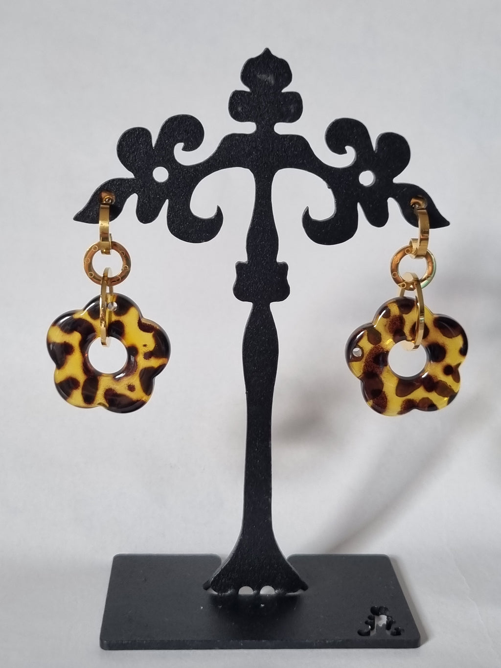 Boucles d’oreilles Fleurs Tortoise & Anneau Doré