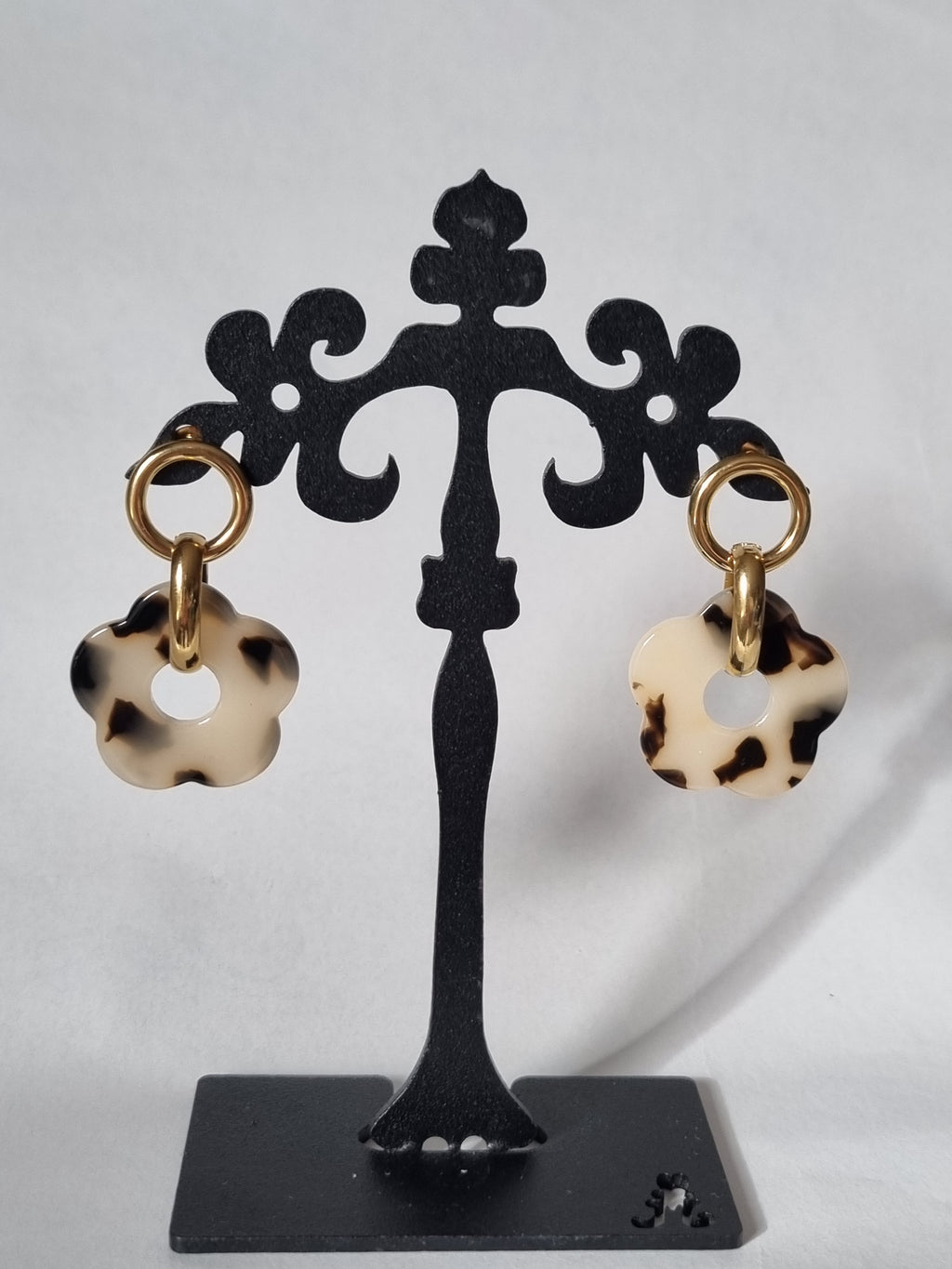 Boucles d’oreilles Fleurs Tortoise & Anneau Doré