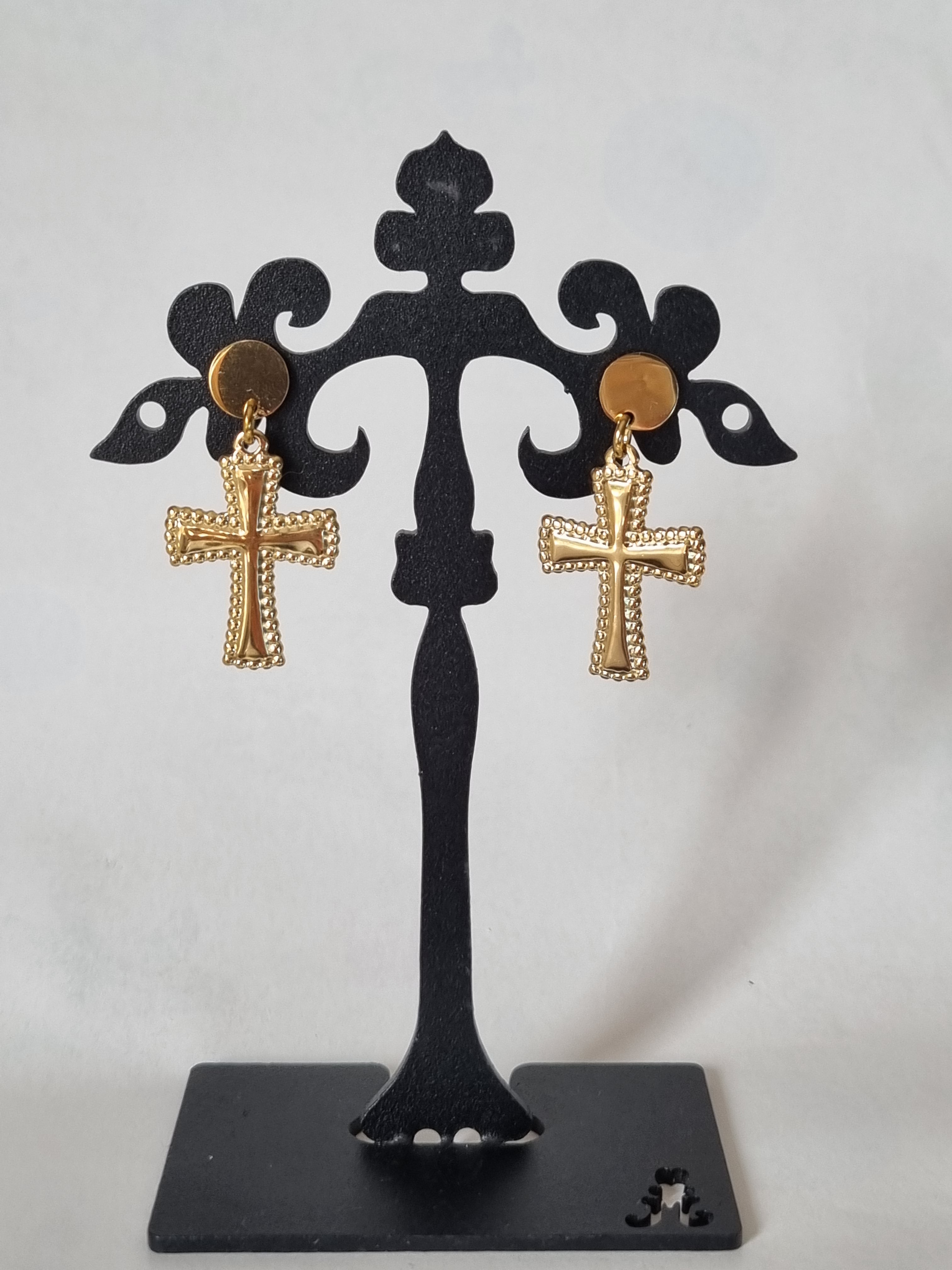 Boucles d’oreilles Croix Dorées Texturées