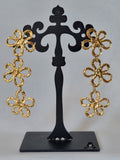 Boucles d'oreilles Floral Doré à Trois Fleurs