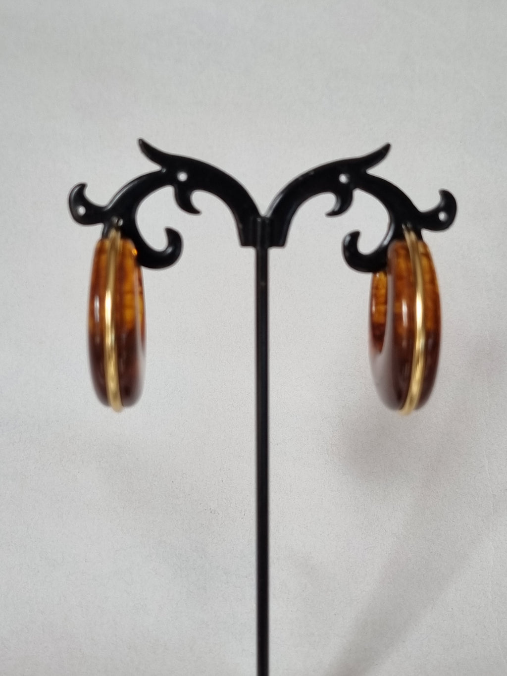 Boucle d’Oreille Ambre & Doré – Anneau Chic