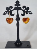 Boucles d’Oreilles Cœur Ambre & Doré