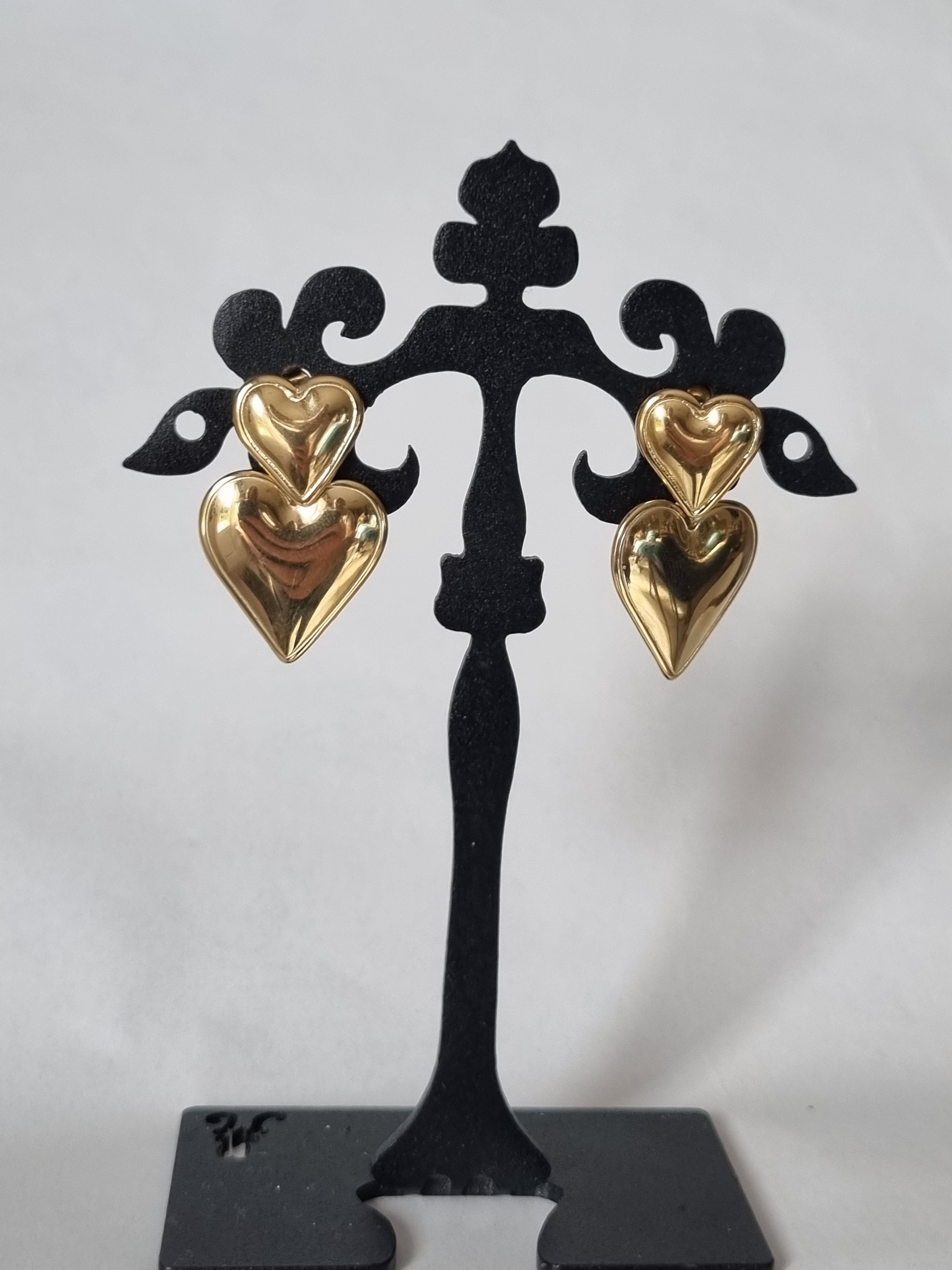 Boucles d’Oreilles Cœurs Dorés Duo