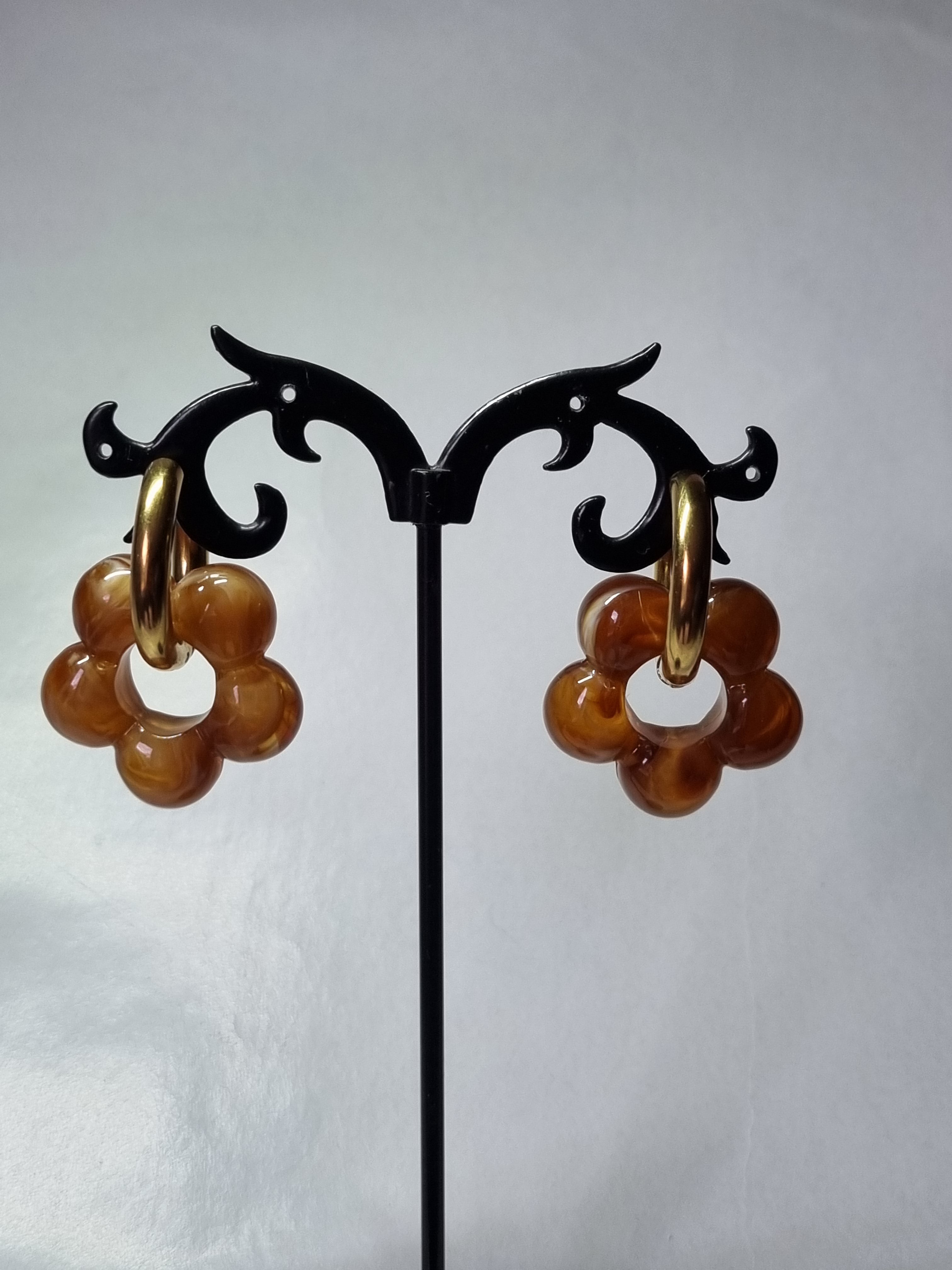 Boucles d’Oreilles Anneau Doré & Perles