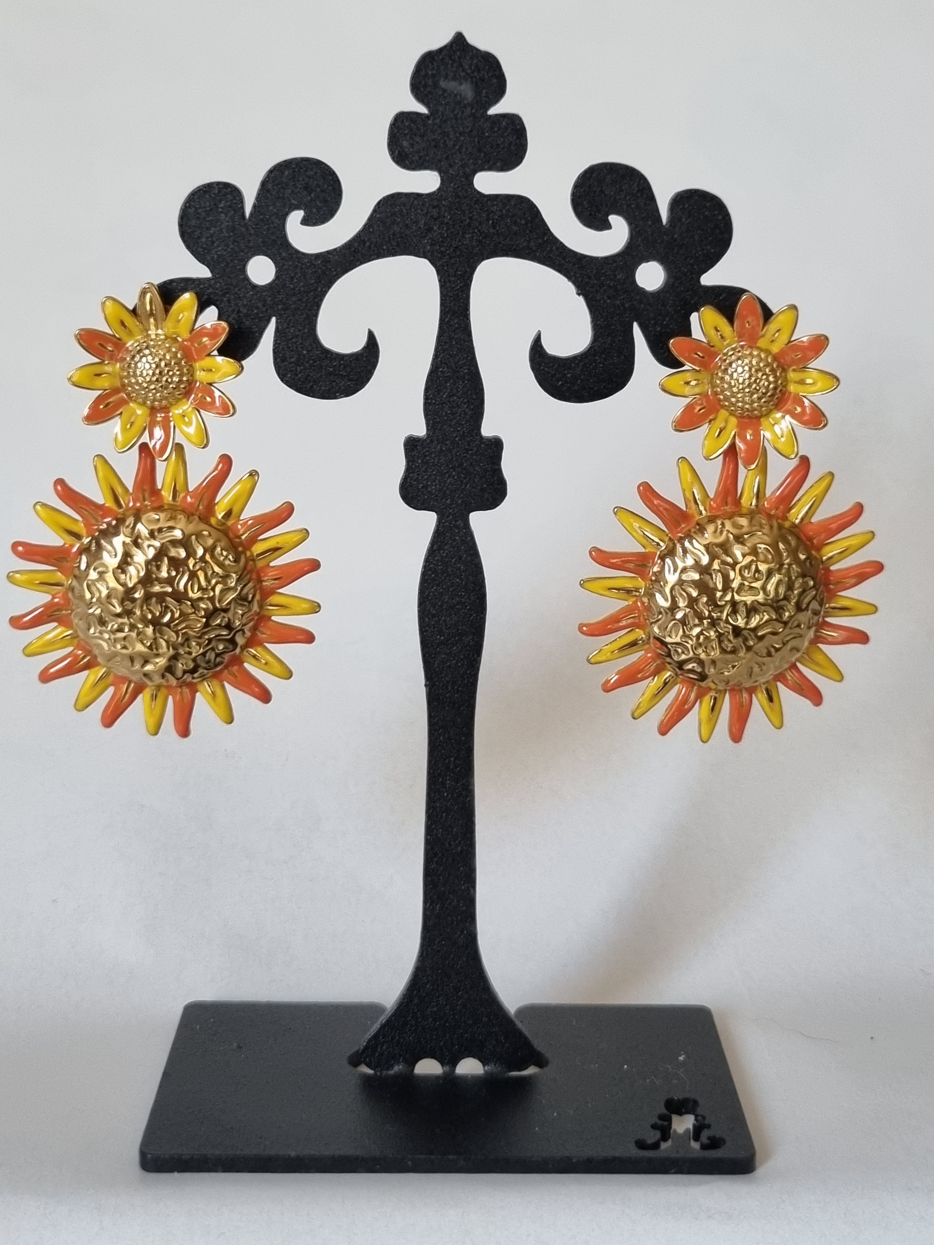 Boucles d’Oreilles Tournesols Dorés