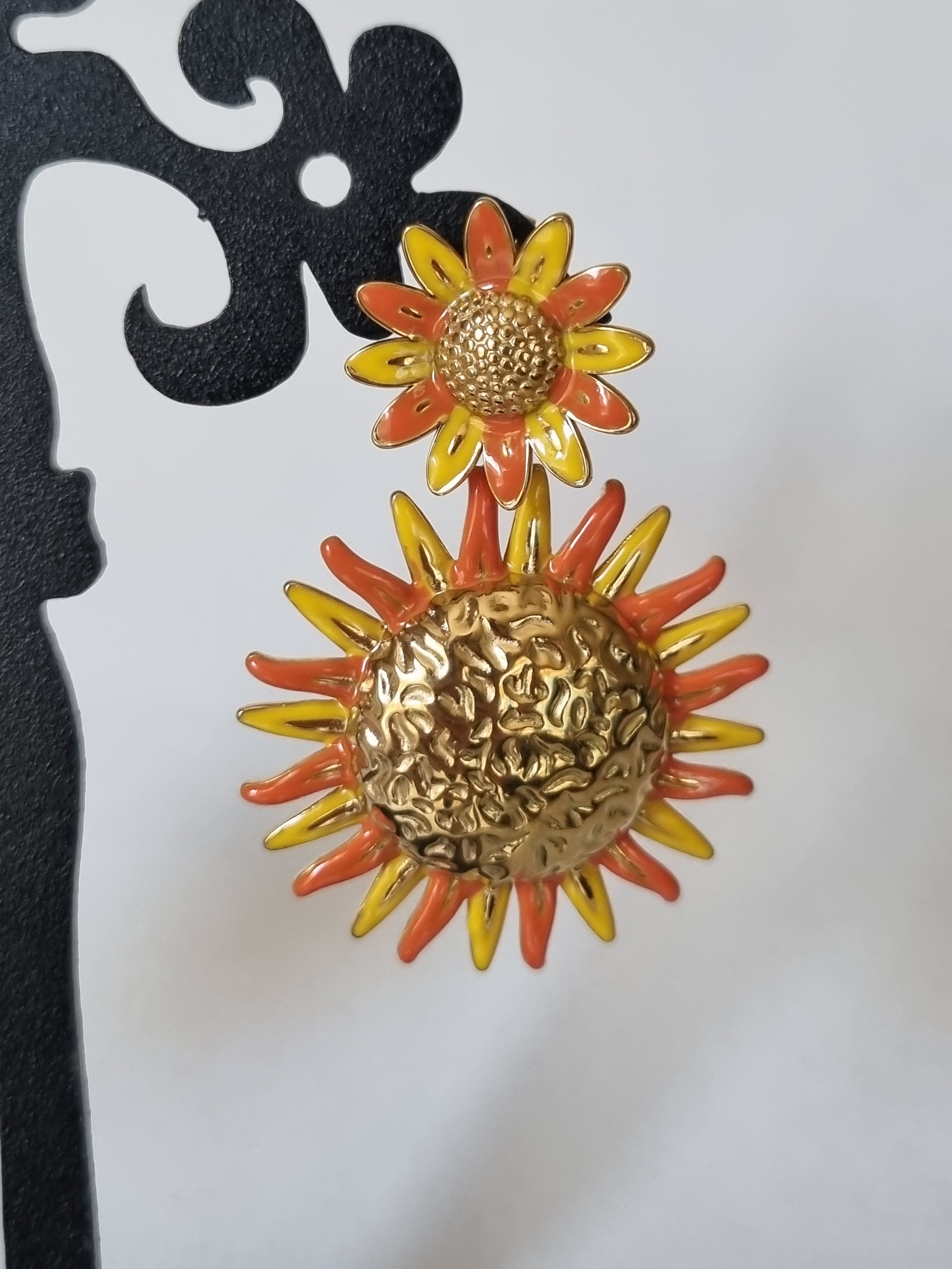 Boucles d’Oreilles Tournesols Dorés