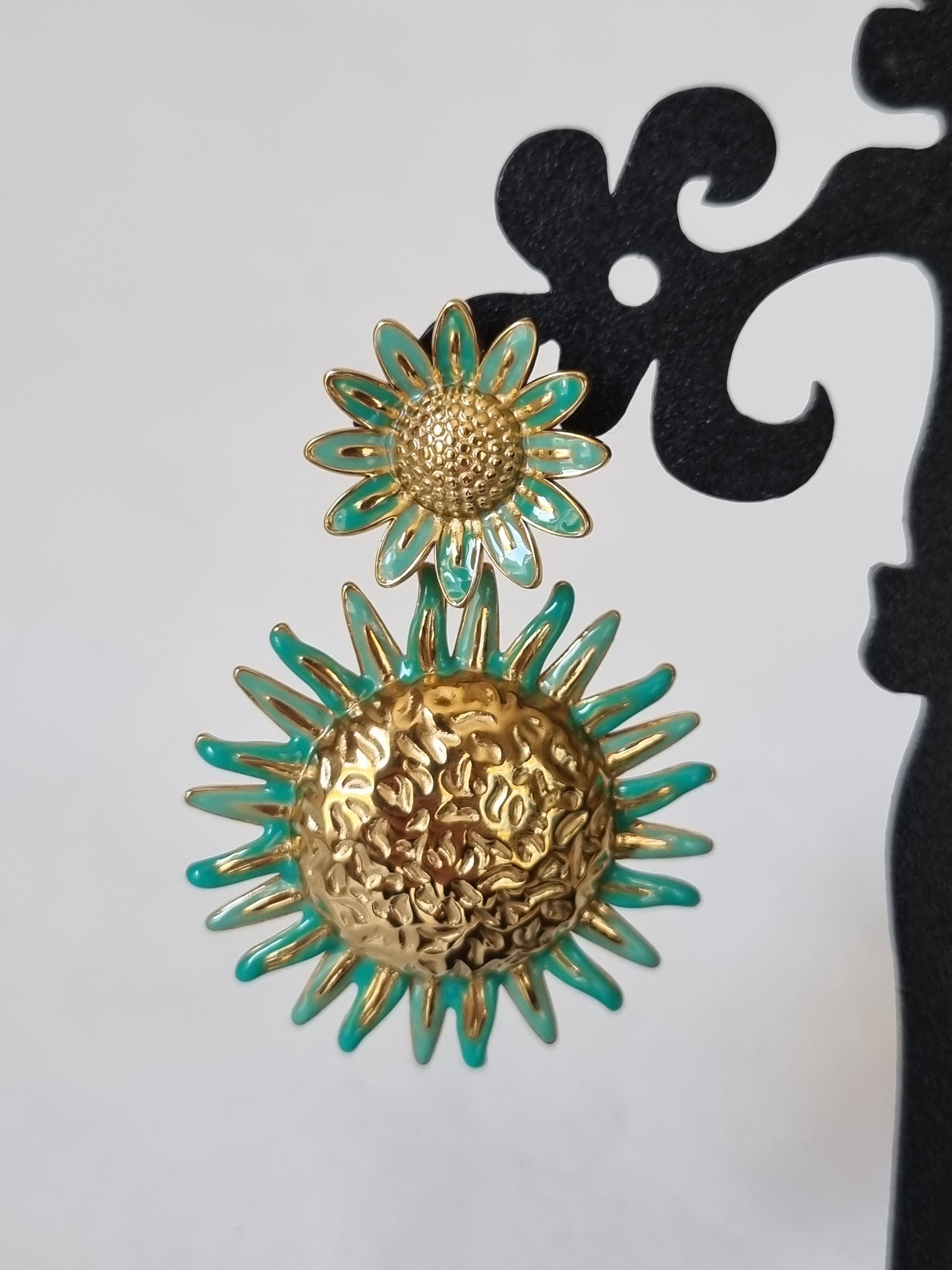 Boucles d’Oreilles Tournesols Dorés