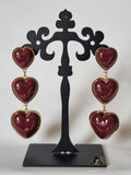 Boucles d’Oreilles Cœurs Rouge & Doré