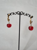 Boucles d’Oreilles Anneau Doré & cerise Rouge
