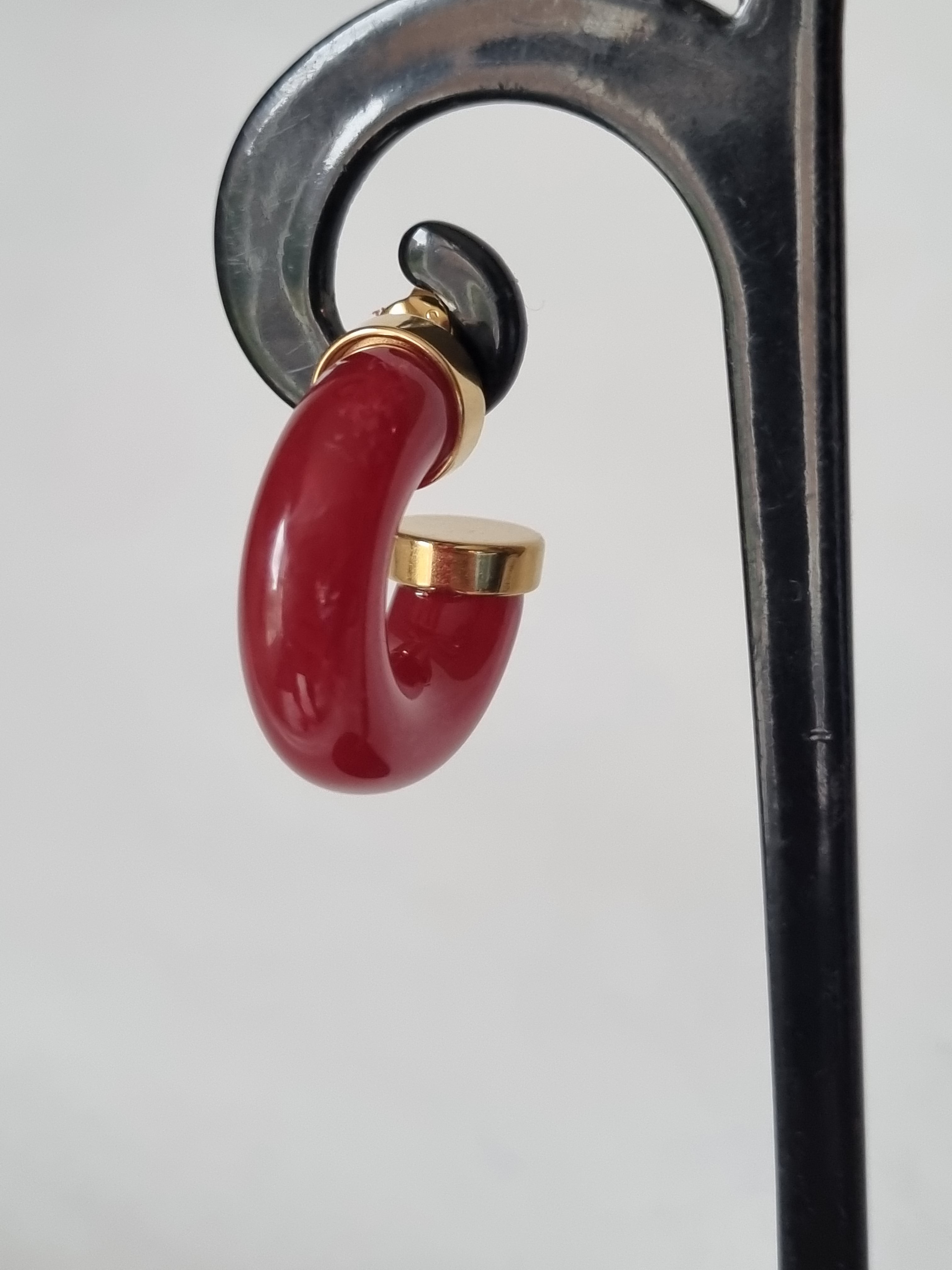 Boucles d’Oreilles Rouge & Doré