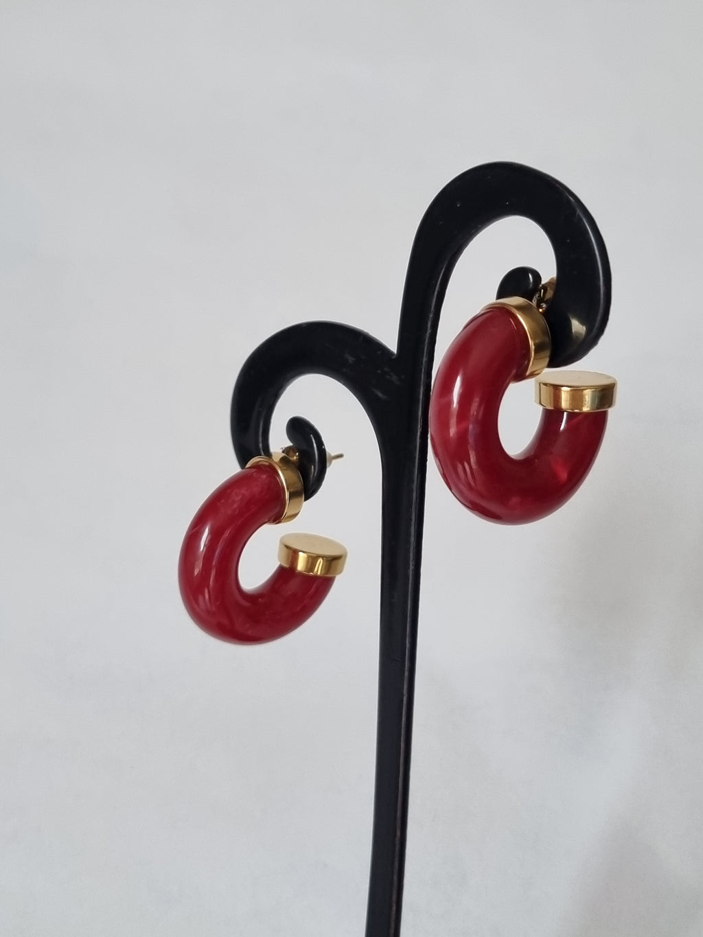 Boucles d’Oreilles Rouge & Doré