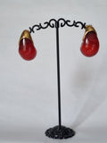 Boucles d'oreilles goute Rouge & Doré – Style Oriental