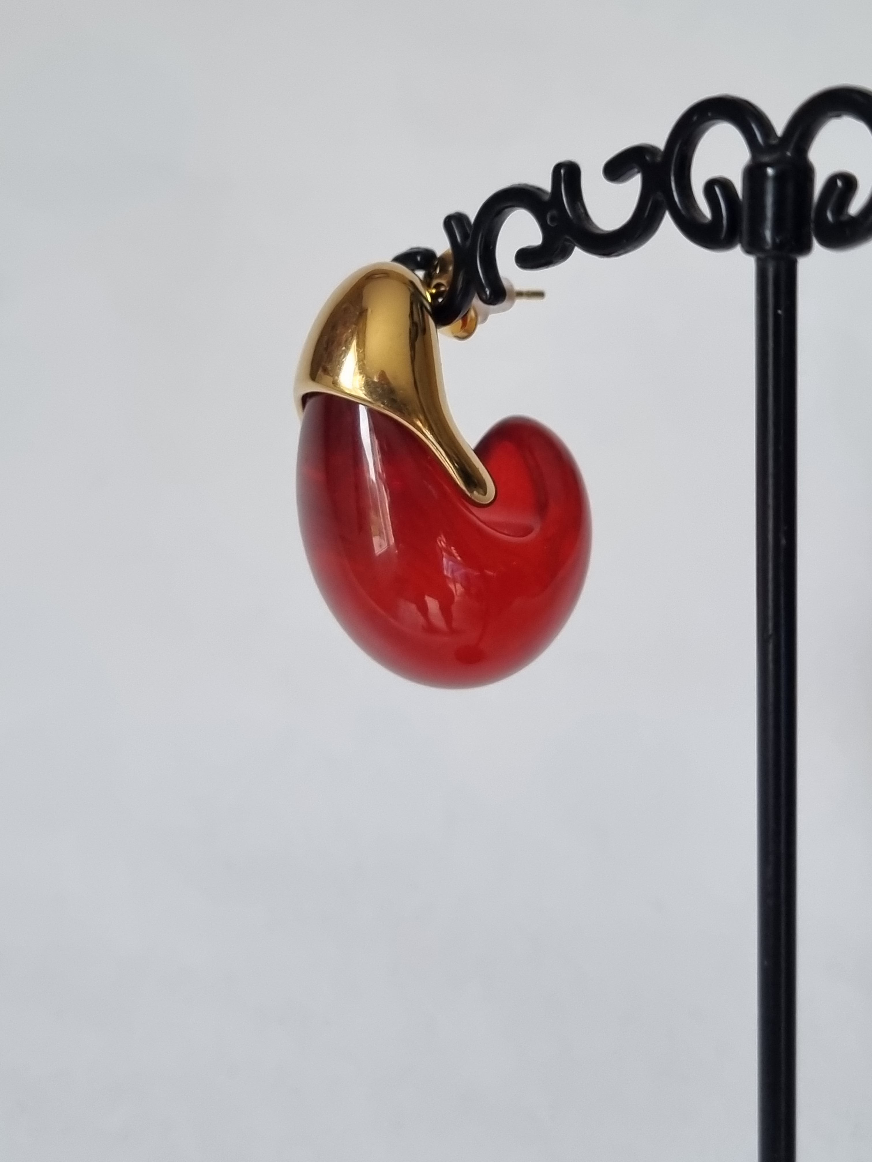 Boucles d'oreilles goute Rouge & Doré – Style Oriental
