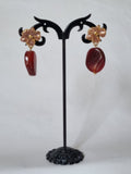 Boucles d’Oreilles Fleur Rose & Pierre Rouge
