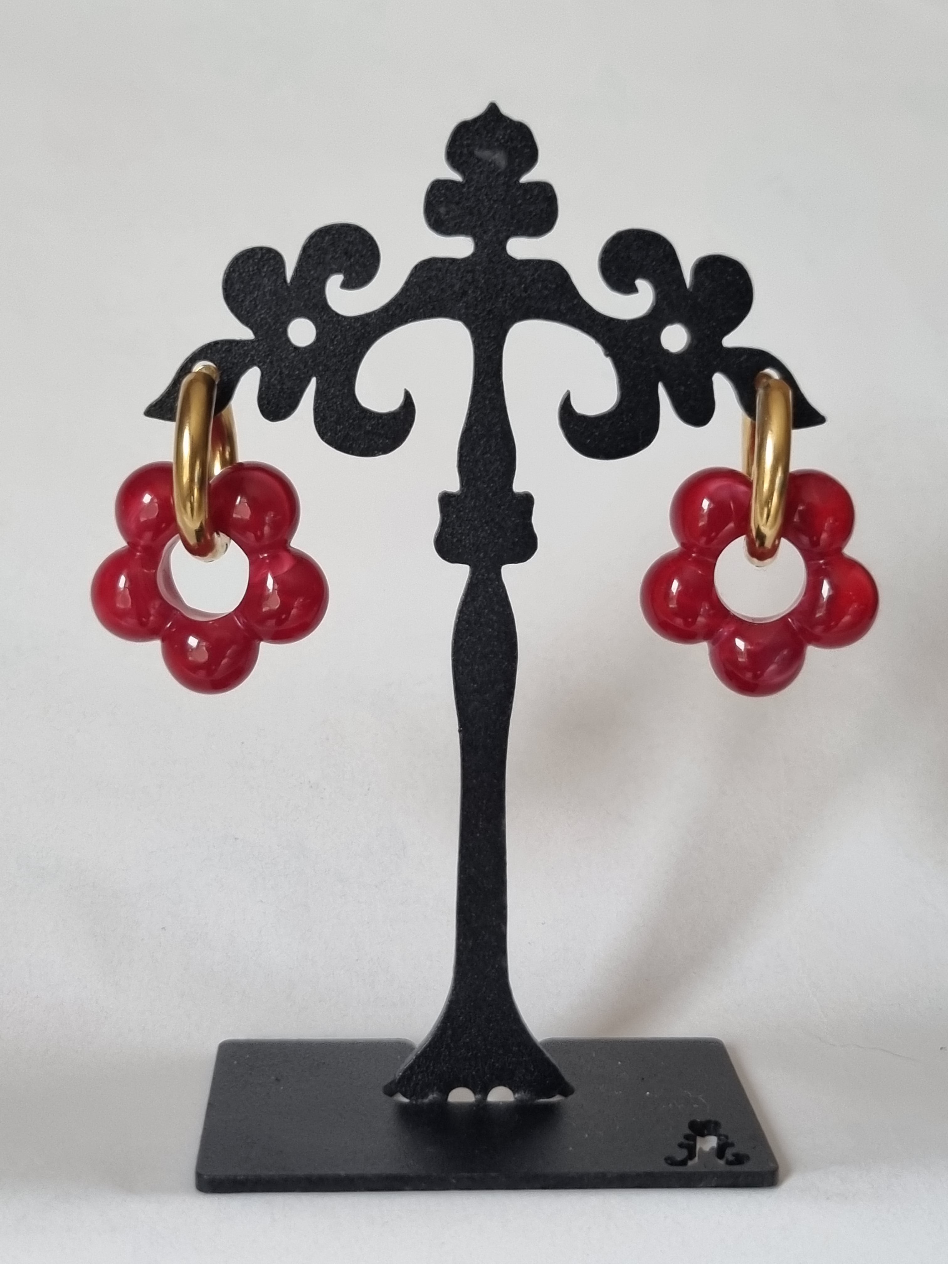 Boucles d’Oreilles Anneau Doré & Perles