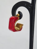 Boucles d'oreilles Rouge & Doré – Design Moderne