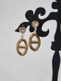 Boucles d’Oreilles Cœur Doré & Ovale Élégant
