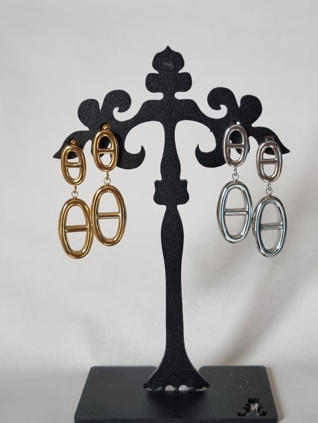 Boucles d’Oreilles Double Ovale Doré