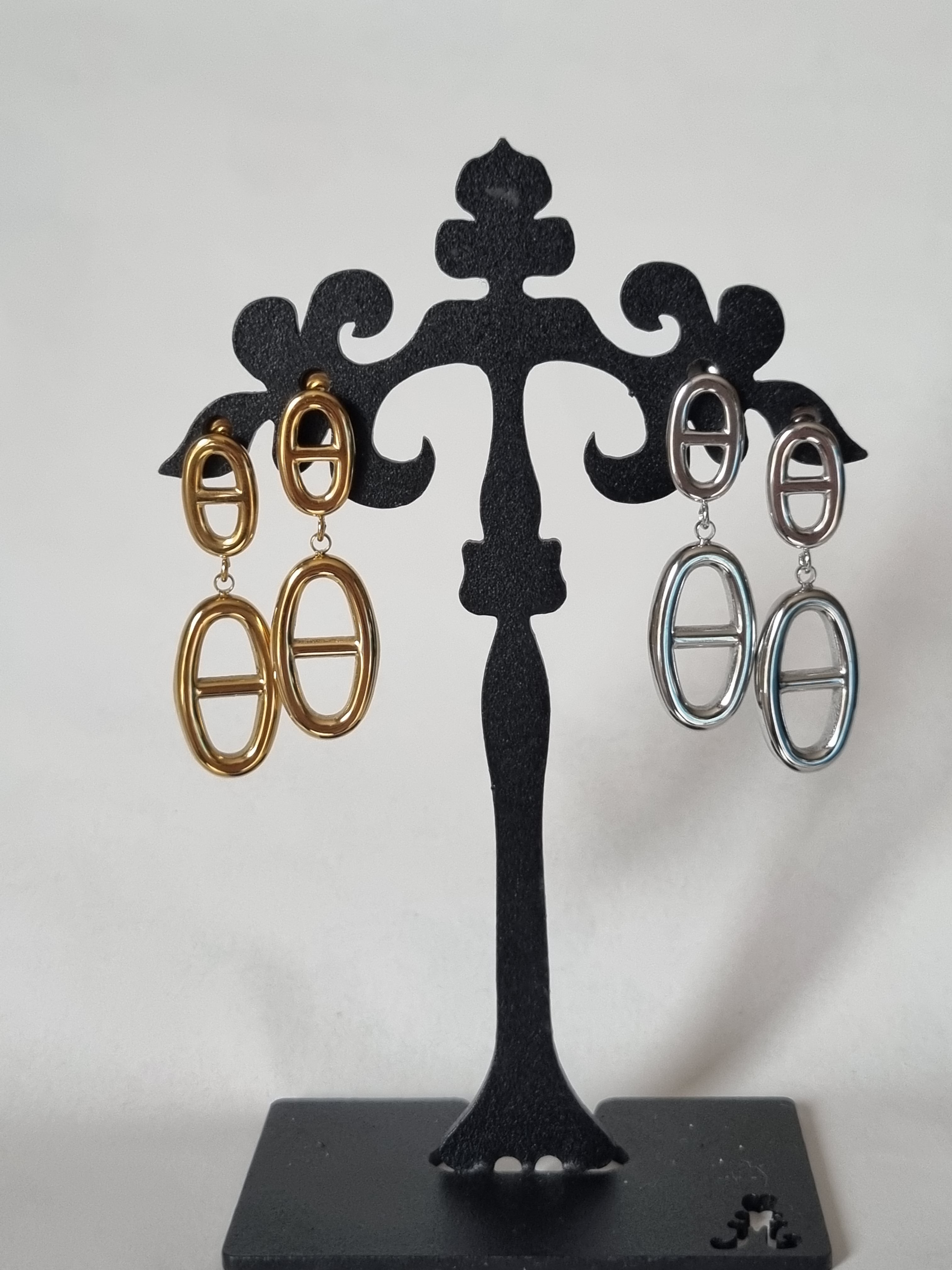 Boucles d’Oreilles Double Ovale Doré
