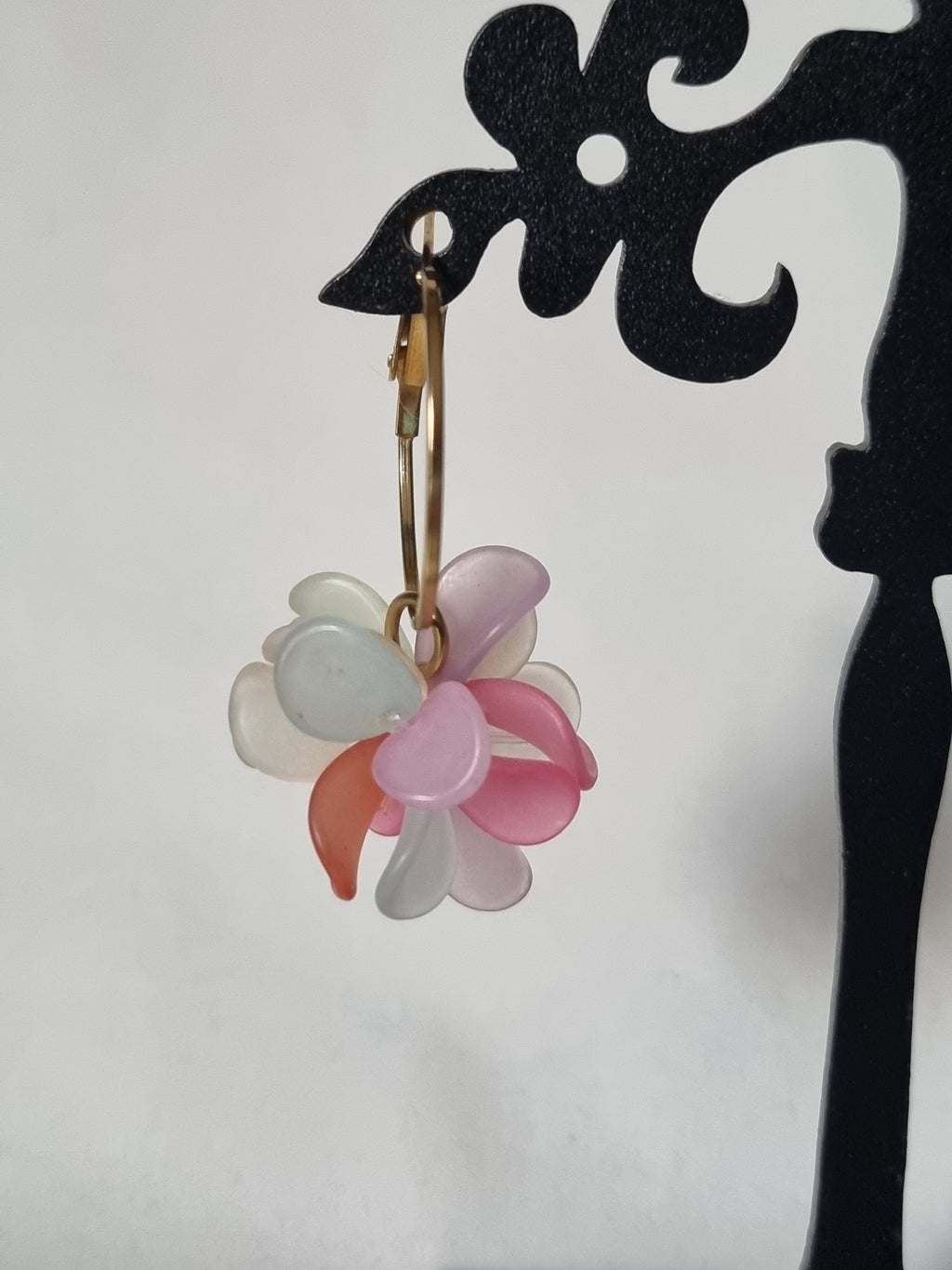 Boucles d’Oreilles Créoles Fleurs Pastel