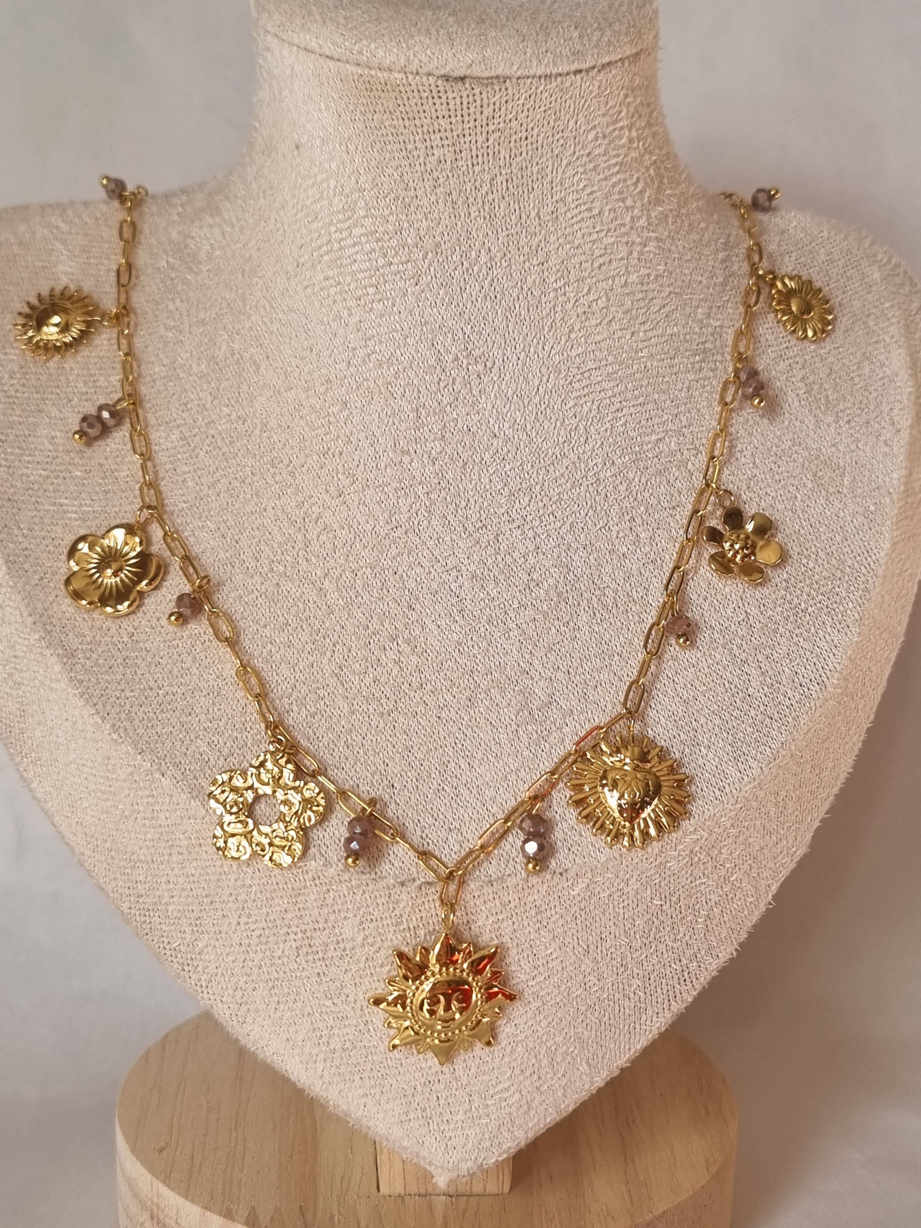 Collier Soleil & Fleurs Dorés