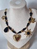 Collier Charms Noir & Doré