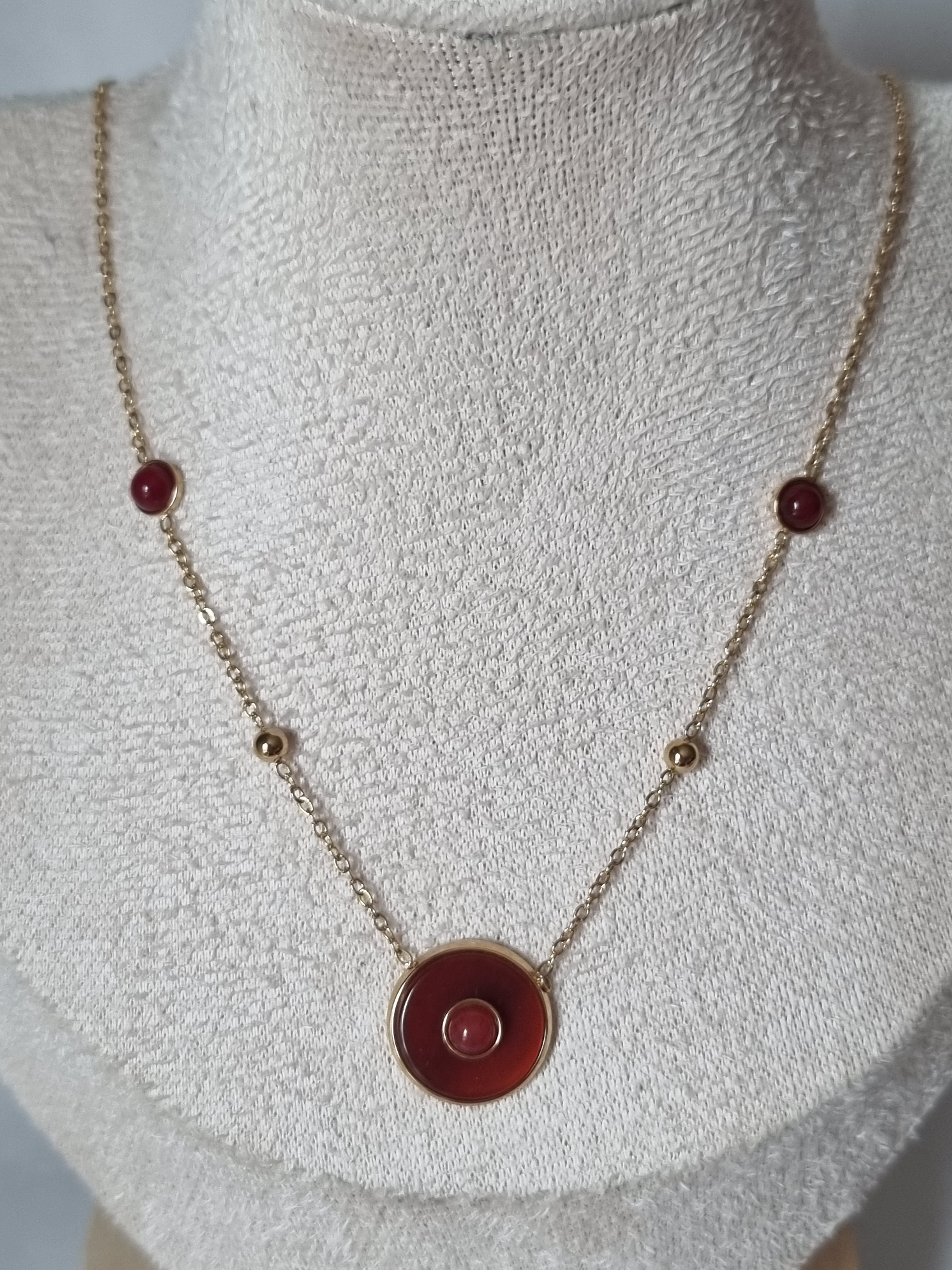 Collier Pierre Rouge & Doré