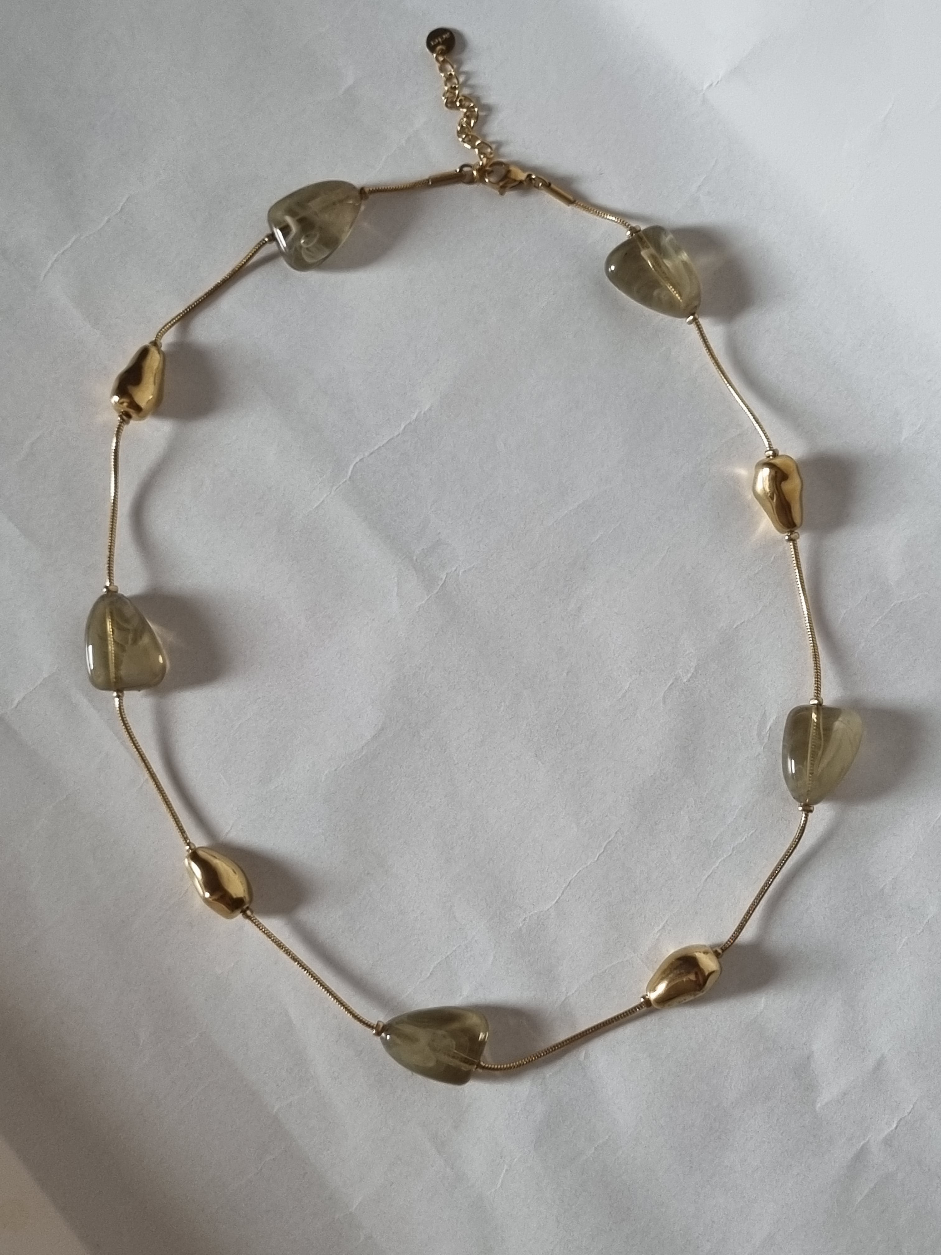 Collier Gouttes Vert & Doré
