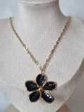 Collier Fleur Noire & Doré