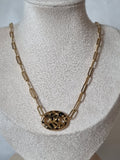 Collier Médaillon Noir & Doré