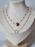Collier Doré & Perles Brunes