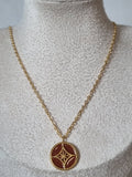 Collier Médaillon Rouge & Doré