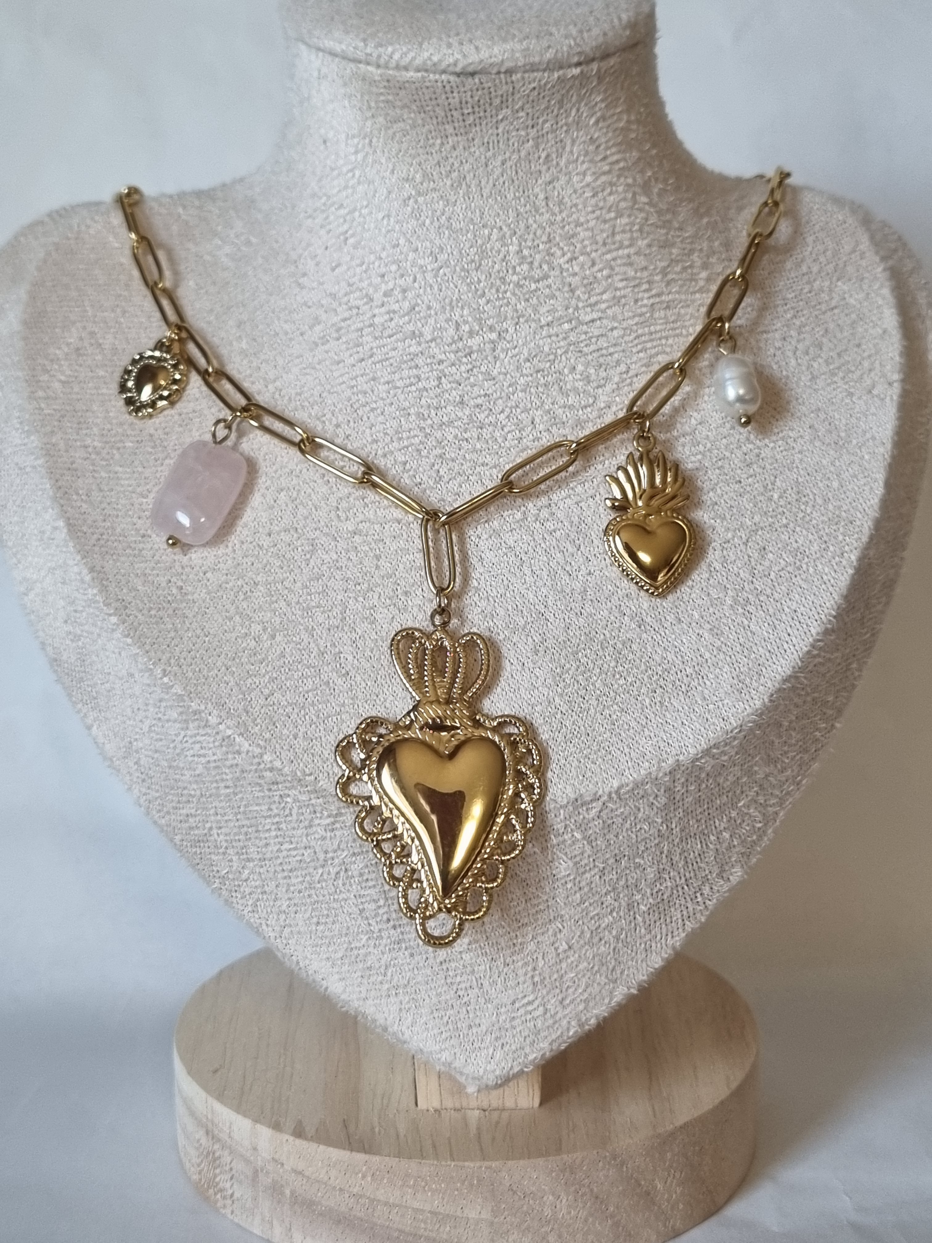 Collier Fleur Écaille Doré