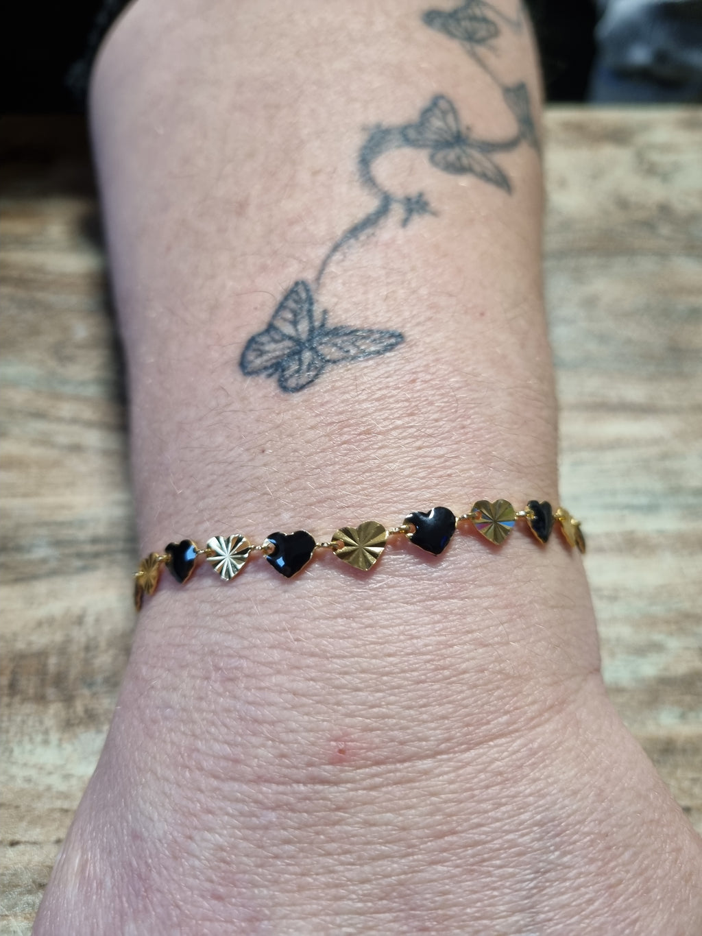 Bracelet Cœurs Noir & Or