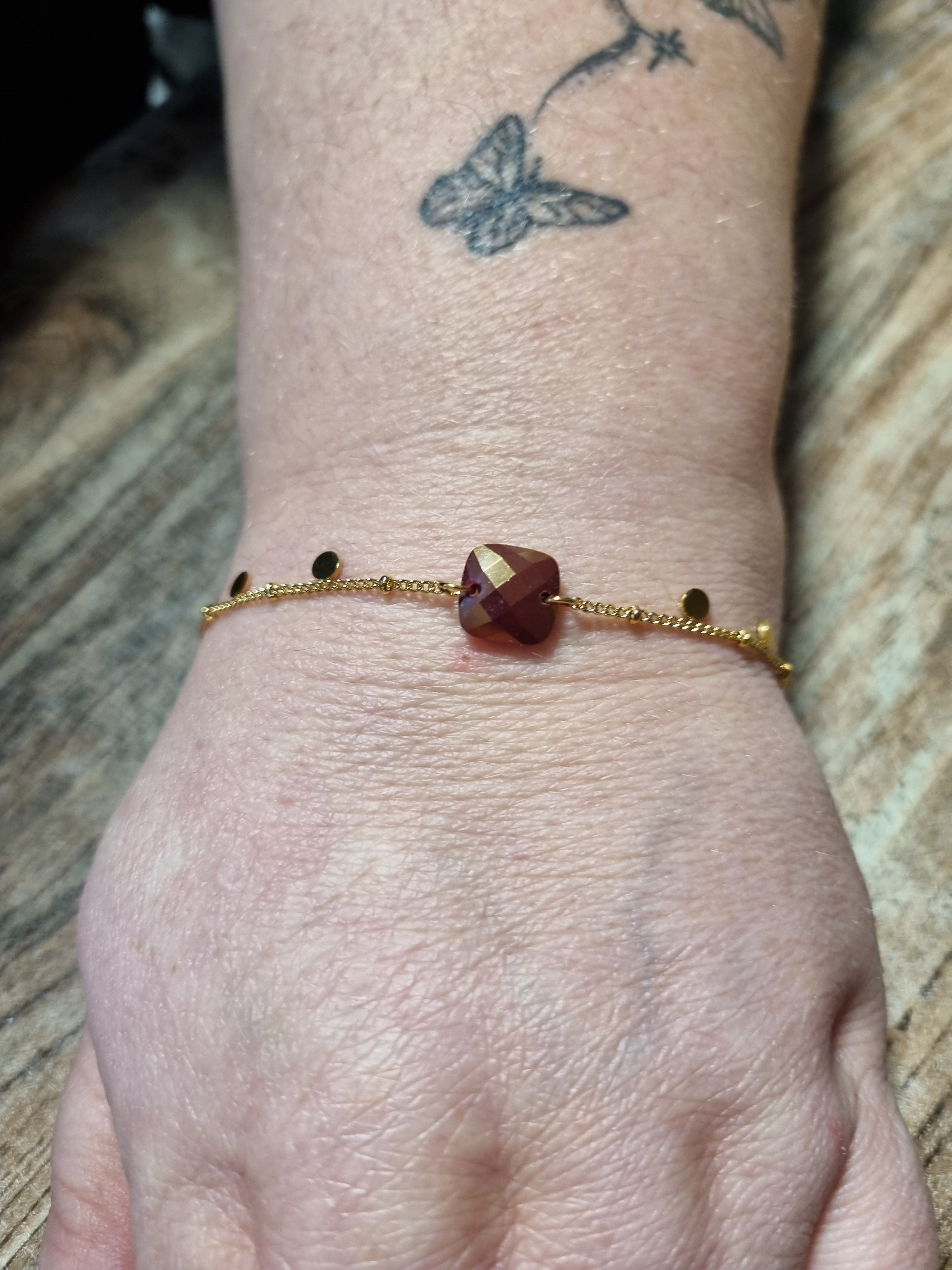 Bracelet doré pierre marron