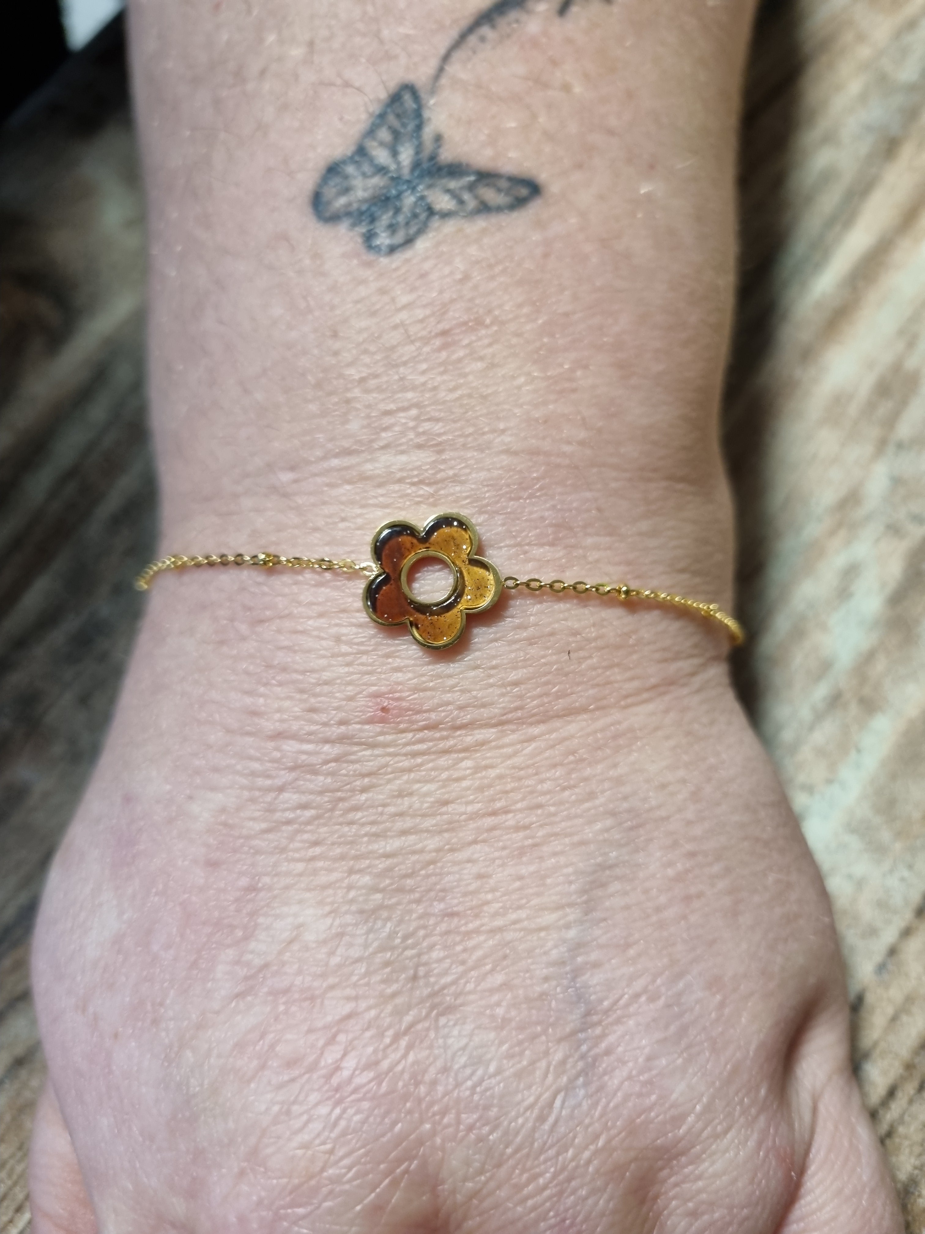 Bracelet fleur dorée