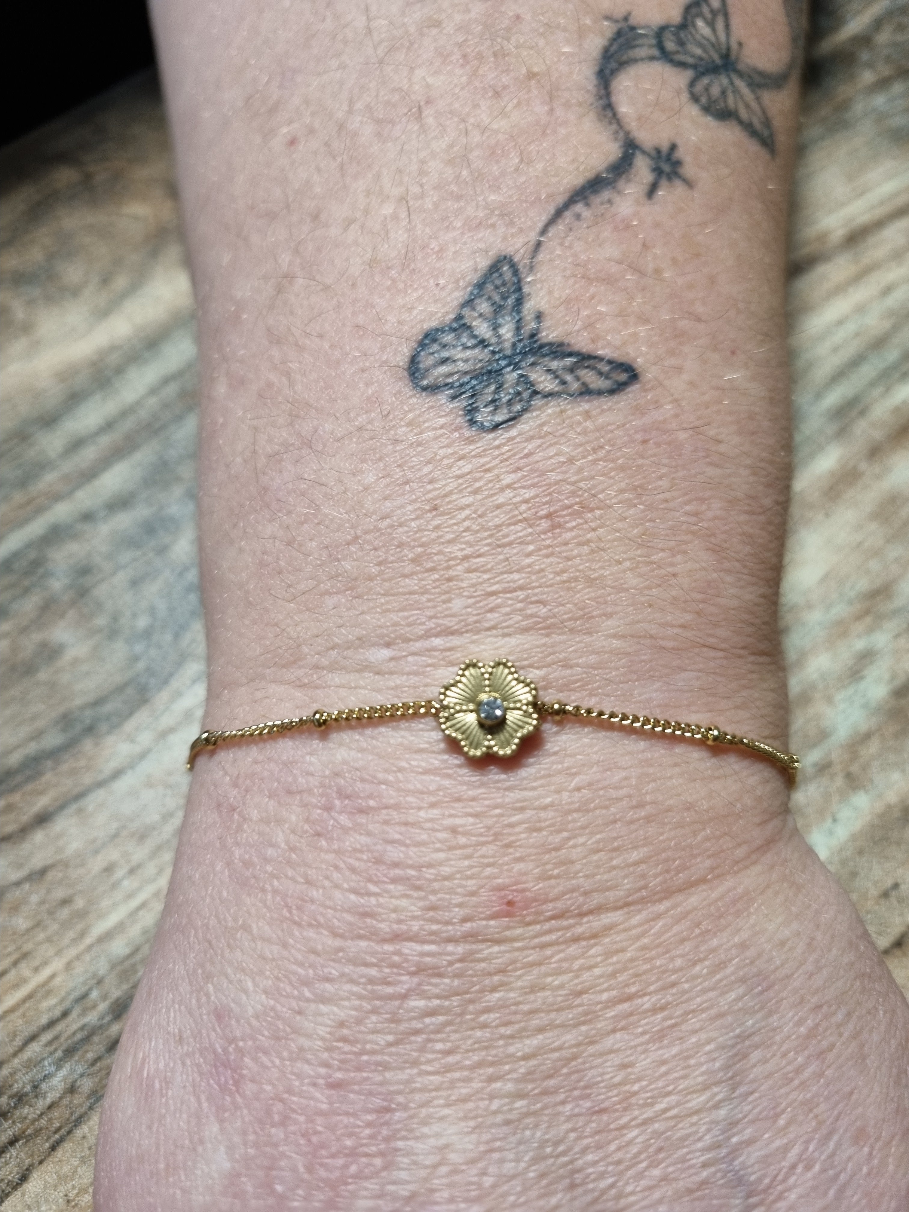 Bracelet fleur dorée