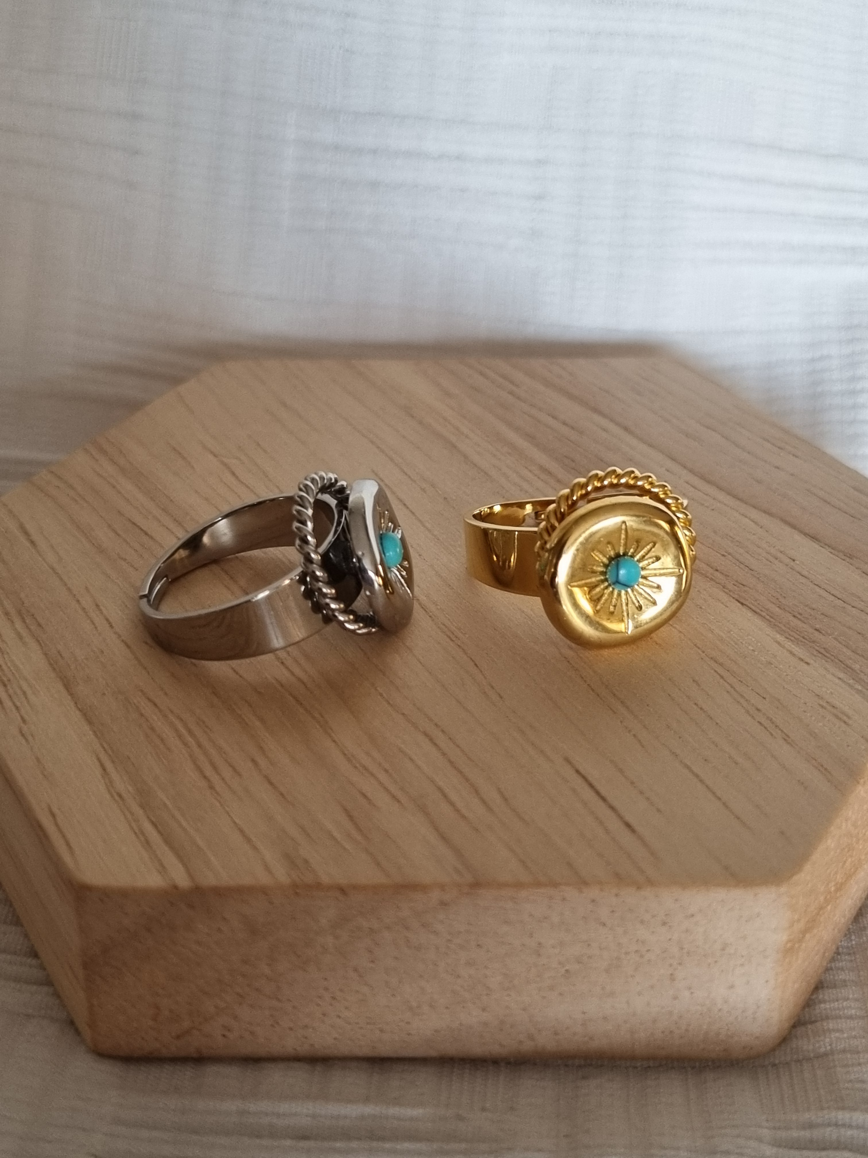 Bague Fleur Turquoise anti-stress