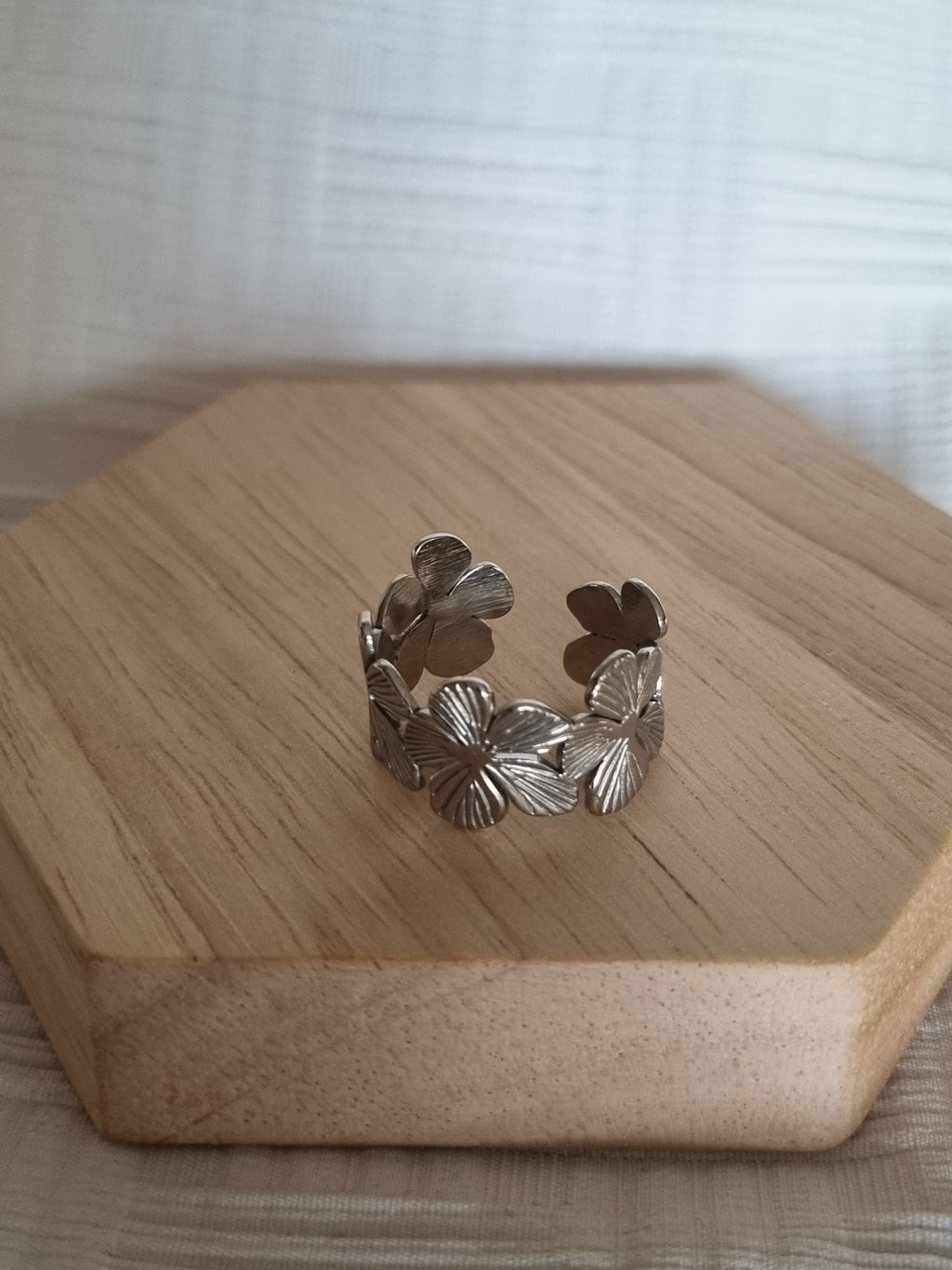 Bague fleur argent