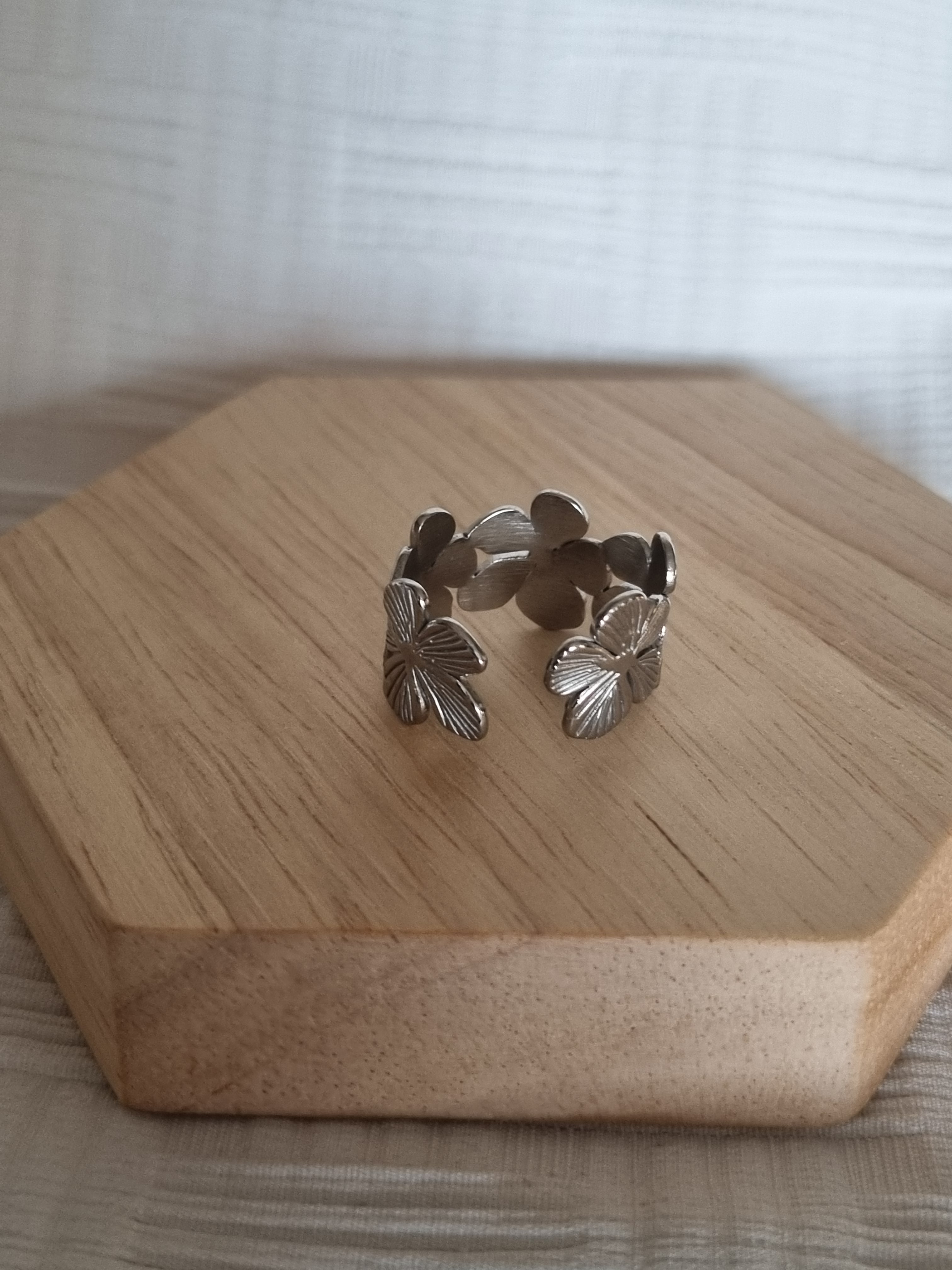 Bague fleur argent