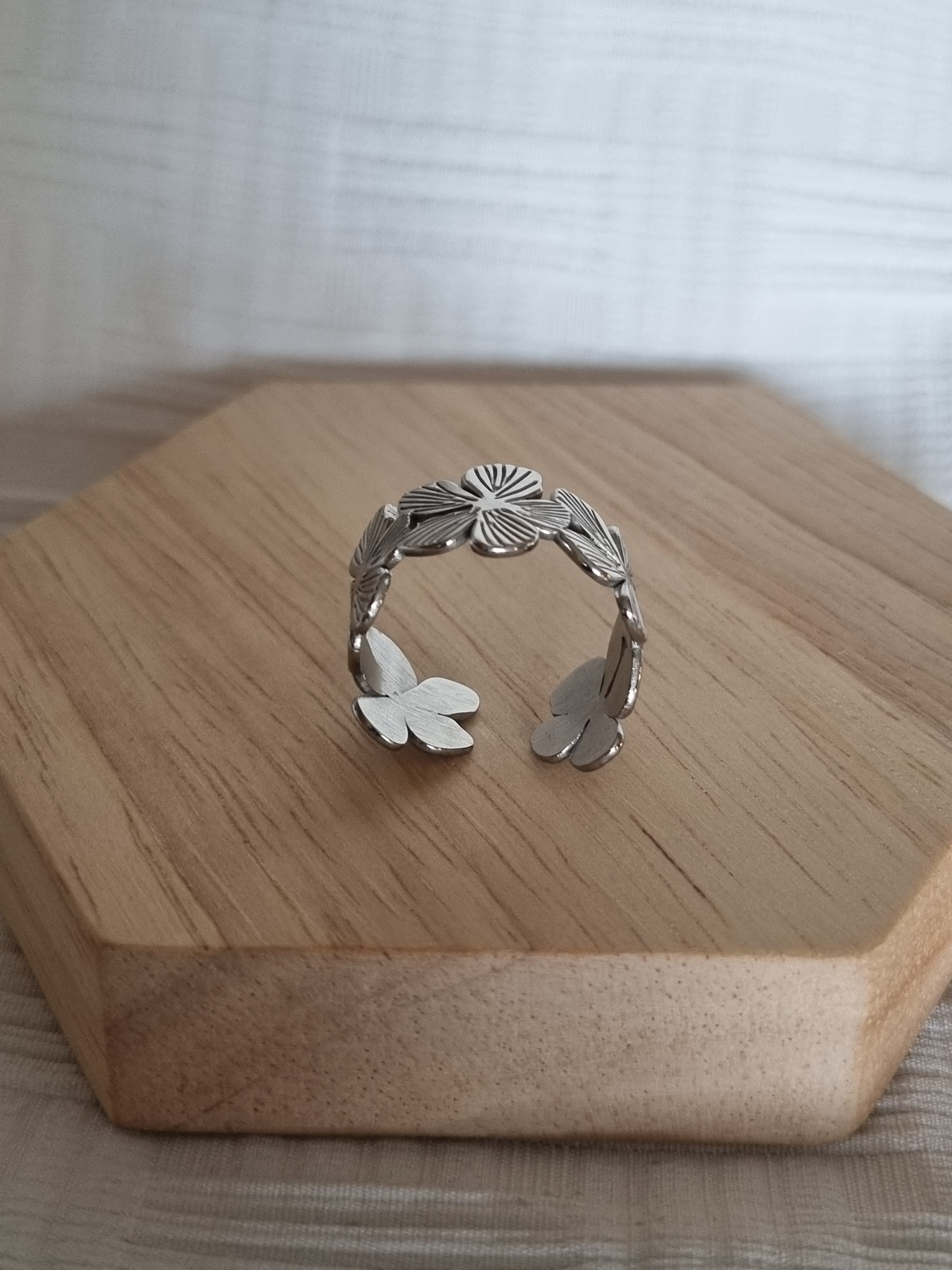 Bague fleur argent
