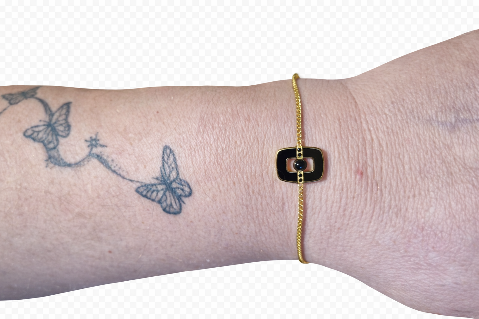 Bracelet Médaillon Noir & Doré